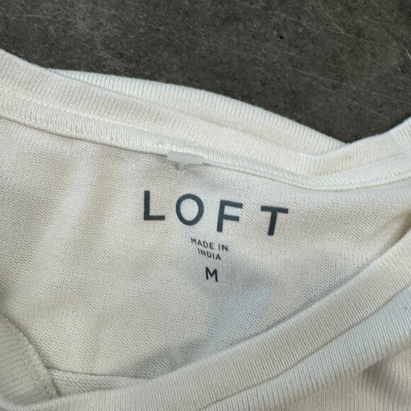 The Loft White Essentials Basic Stretch Knit Short Sleeve Casual Top Medium - Picture 3 of 5